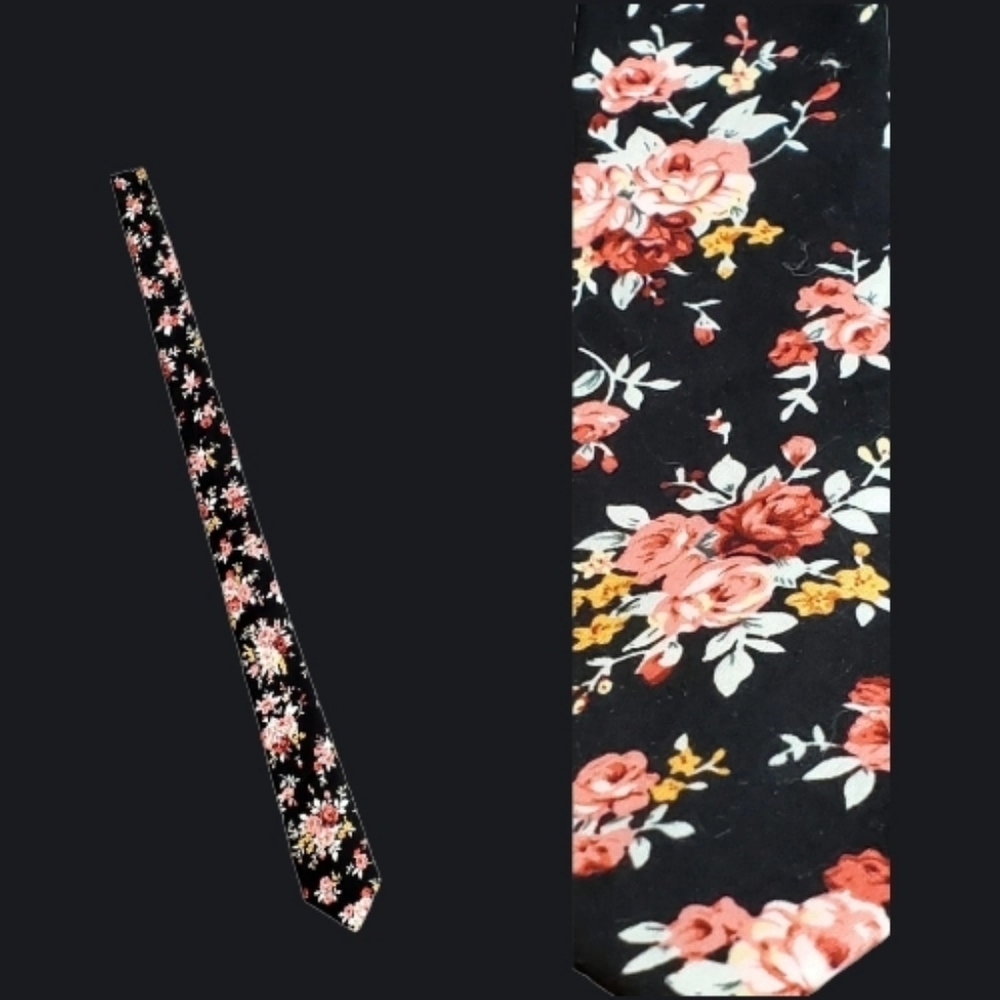 Black Floral Necktie